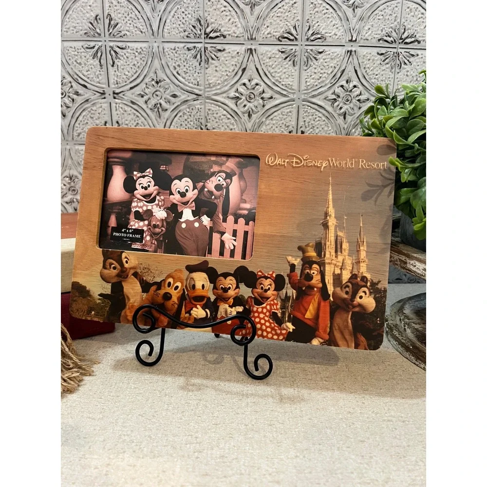 New Disney World Resort Wooden Photo Frame 4x6 Mickey Minnie Castle Souvenir